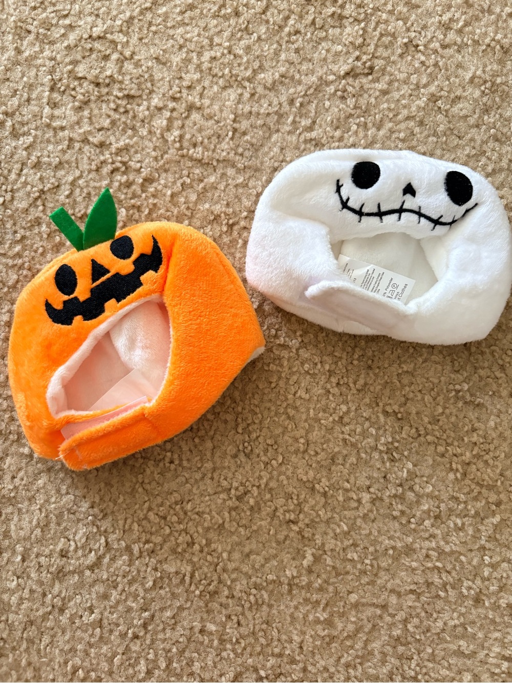 Halloween Pumpkin & Skeleton Plush Hats for Pets